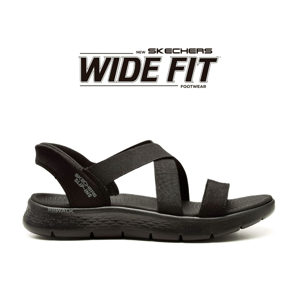 SANDALIA CASUAL SKECHERS SLIP-INS GO WALK FLEX GLIMMER WIDE FIT HORMA ANCHA BLACK