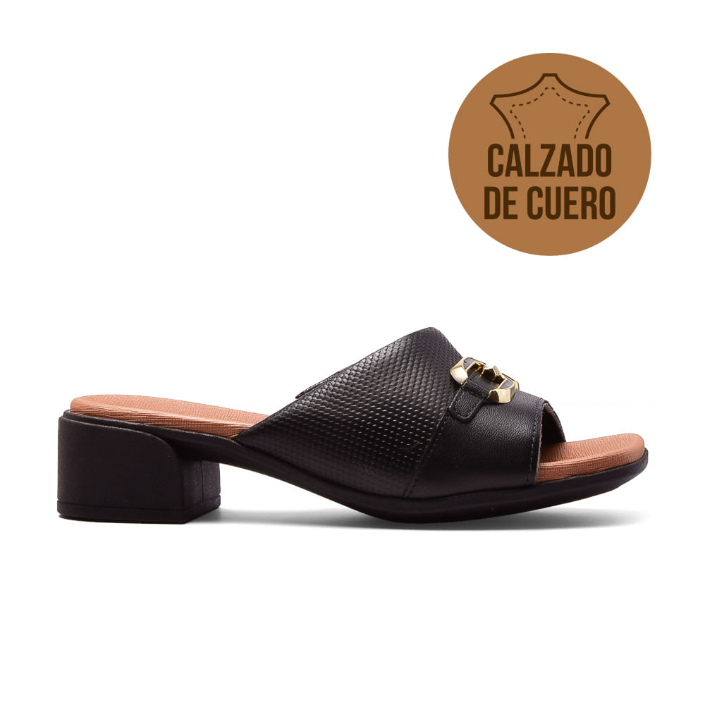 SANDALIA CASUAL TACO BAJO DE CUERO USAFLEX MARILIA