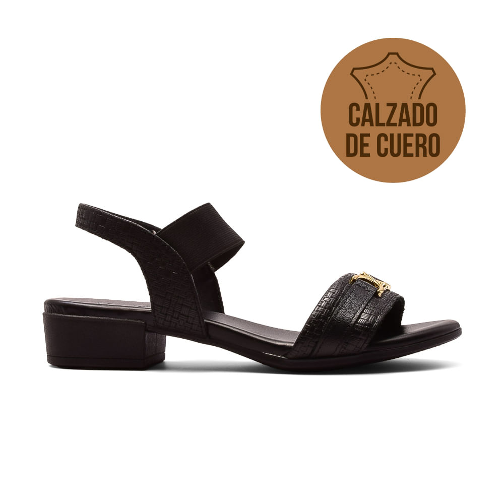 SANDALIA CASUAL TACO BAJO DE CUERO USAFLEX CIRILA